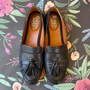 Franco Sarto black loafers with tassels